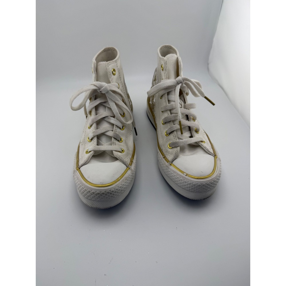 Converse Chuck Taylor All‎ Star High Top Gold Star White Sneakers A12877C Kids 4